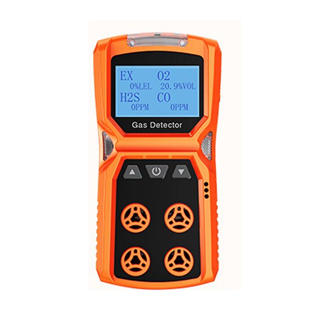 Detector de gases múltiples Medidor de gas O2 H2S CO 4 en 1 Oxígeno Sulfuro de hidrógeno Monóxido de carbono Combustible G Naranja, Naranja