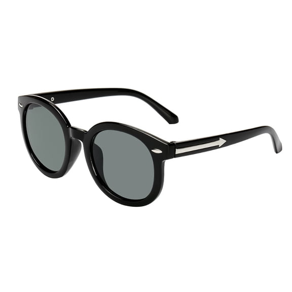 Kids Round Sunglasses UV Protection, Retro Thick Full Rim Frame Resin PC Material Lightweight Children Eyewear for Daily Wear Outdoor Play Black