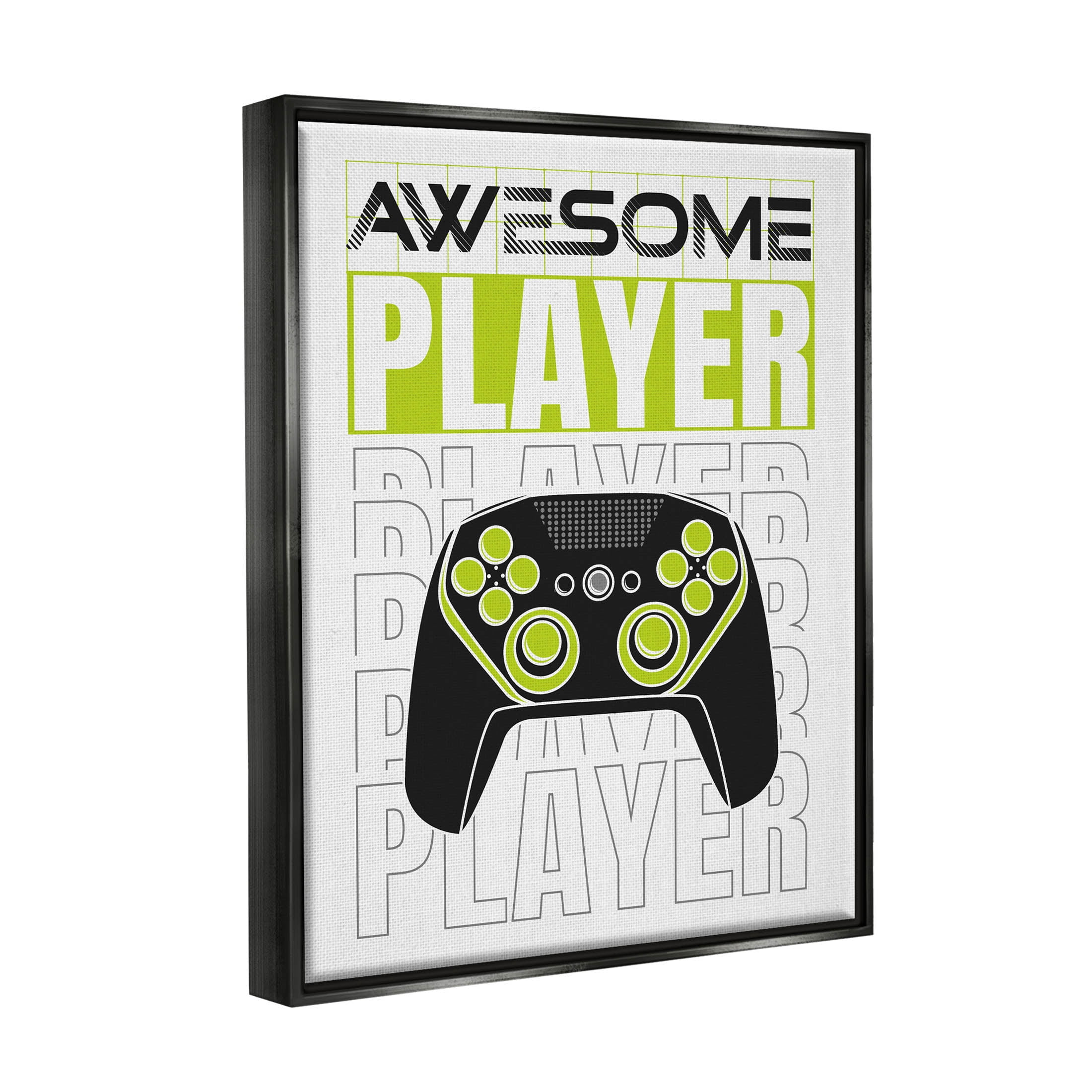 Awesome Player Gaming Controller Art for Kids Graphic Art Jet Black Framed Art Print Wall Art