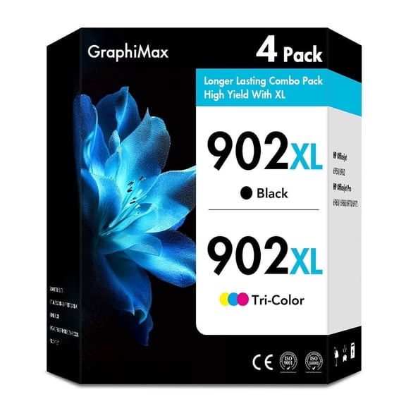 902 902XL Ink Cartridges Compatible for 902 902XL 4 Pack for OfficeJet Pro 6968 6978 6958 6970 6960 6962 6950 6968 6972 902 XL Printer (Black, Cyan, Magenta, Yellow)