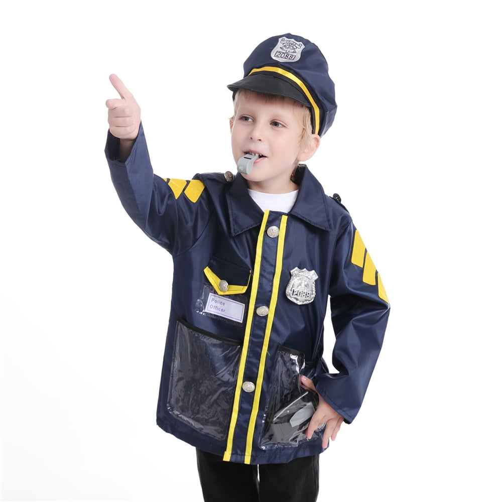 TOPTIE Police Costume for Kids, Role Play Dress-Up Set for 3 - 7 Years Old-Navy Blue-S