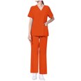 thumbnail image 3 of BiZtdJrK Medical Scrub for Women Soft Stretch Scrubs Set V Neck Short Sleeve Tops and Pants Two Piece Outfits with Pockets Orange XXL, 3 of 8