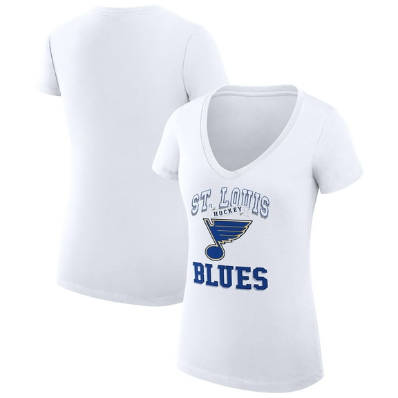 Women's G-III 4Her by Carl Banks White St. Louis Blues Super-Slim Fit Lightweight Team Logo Graphic V-Neck T-Shirt