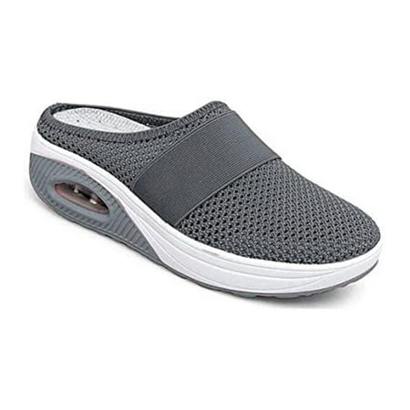 

Stamens Women s Slip-On Walking Shoes with Air Cushion Shock-proof Mesh Upper Platform Women s Walking Shoes Slip-On with Air Cushion Shock-proof Mesh Upper Platform Loafers Breathable(35 Dark Gray)