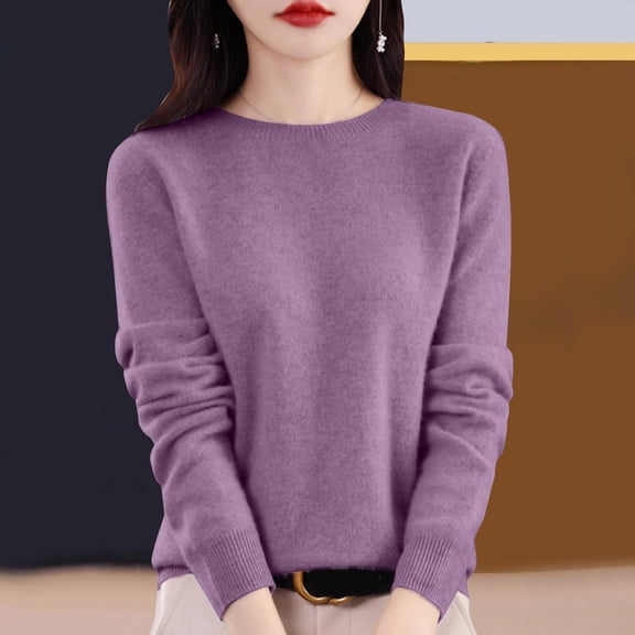 Wangmeiwg Thermal Underwear Top for Women Slim Knit Long Sleeve Solid Color Base Layer Shirt Ideal for Autumn and Winter Comfort Purple2
