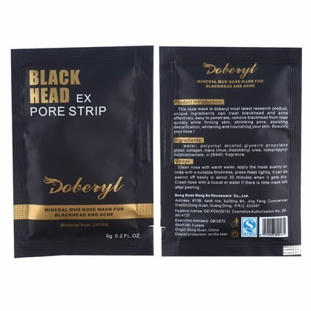 Doberyl Single Use Mineral Mud Mask Black Head Ex Pore Strip Acne Deep Cleanser Peel Off Cleansing Face Mask Nose Strip BlackHead Remover Travel Size [2 (Best Way To Get Blackheads Off Nose)