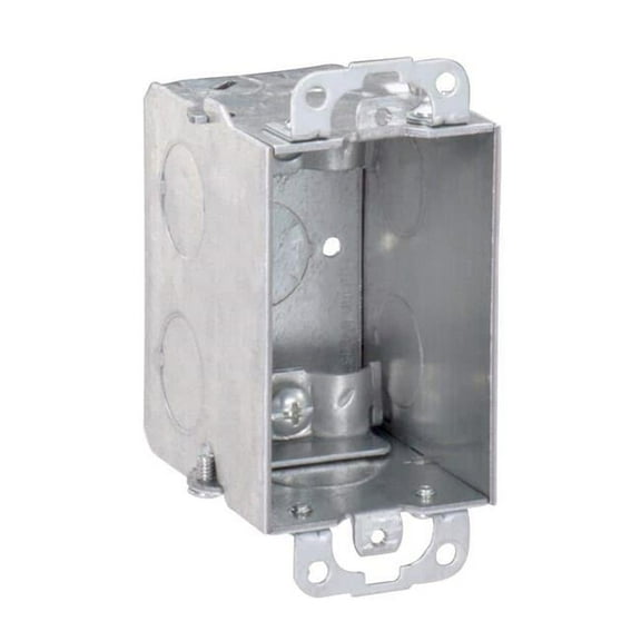 3 x 2 x 2.5 in. Steel Metallic 1-Gang Switch Box with NMSC Clamps & Plaster Ears