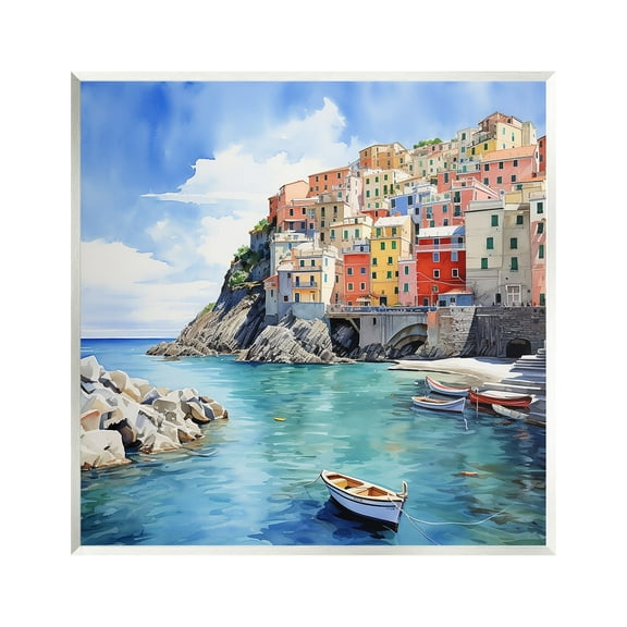 Stupell Industries Cinque Terre Port Travel & Places Painting Unframed Art Print Wall Art, 12 x 12