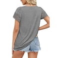 thumbnail image 4 of Light Gray XXL, Lace-Trimmed Short Sleeves, Pure Color Top Women's Loose Casual T-Shirt, 4 of 6