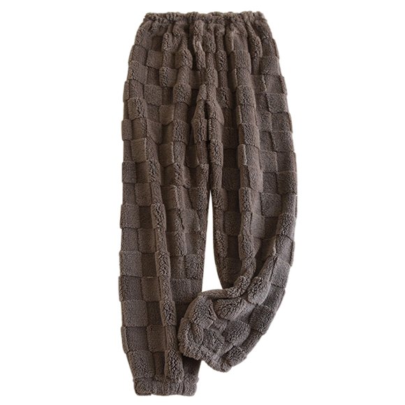MIASHUI Coral Fleece Sleep Pants Women Winter Fleece Lined Thick Long Pants Warm Flannel Thermal Wear For Women Home Pants Loose Coffee,L
