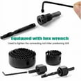 thumbnail image 3 of Professional Hole Saw Kit, Leverage Points & Wide Slots for Effortless Plug Removal, Heat Treated High Carbon Steel with Black Oxidation Treatment, 11Pcs Set for Wood, Plastic,, 3 of 5