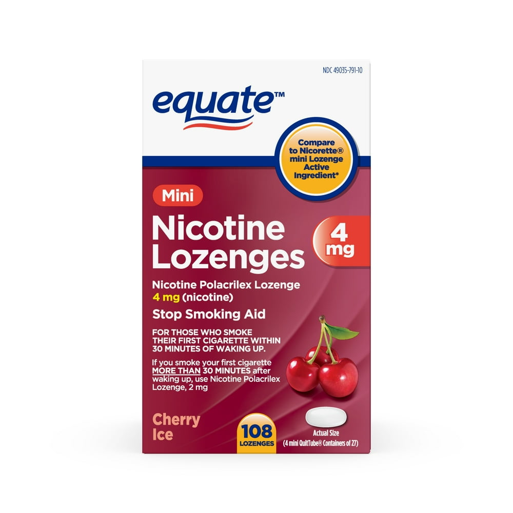 Equate Mini Nicotine Polacrilex Lozenge 4 mg (nicotine), Cherry Ice