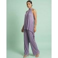 thumbnail image 2 of Moomaya Women's Satin Plisse Halter Neck Co-Ord Set - Pleated High-Low Tunic Top With Elastic Waist Pants & Pockets, 2 of 6