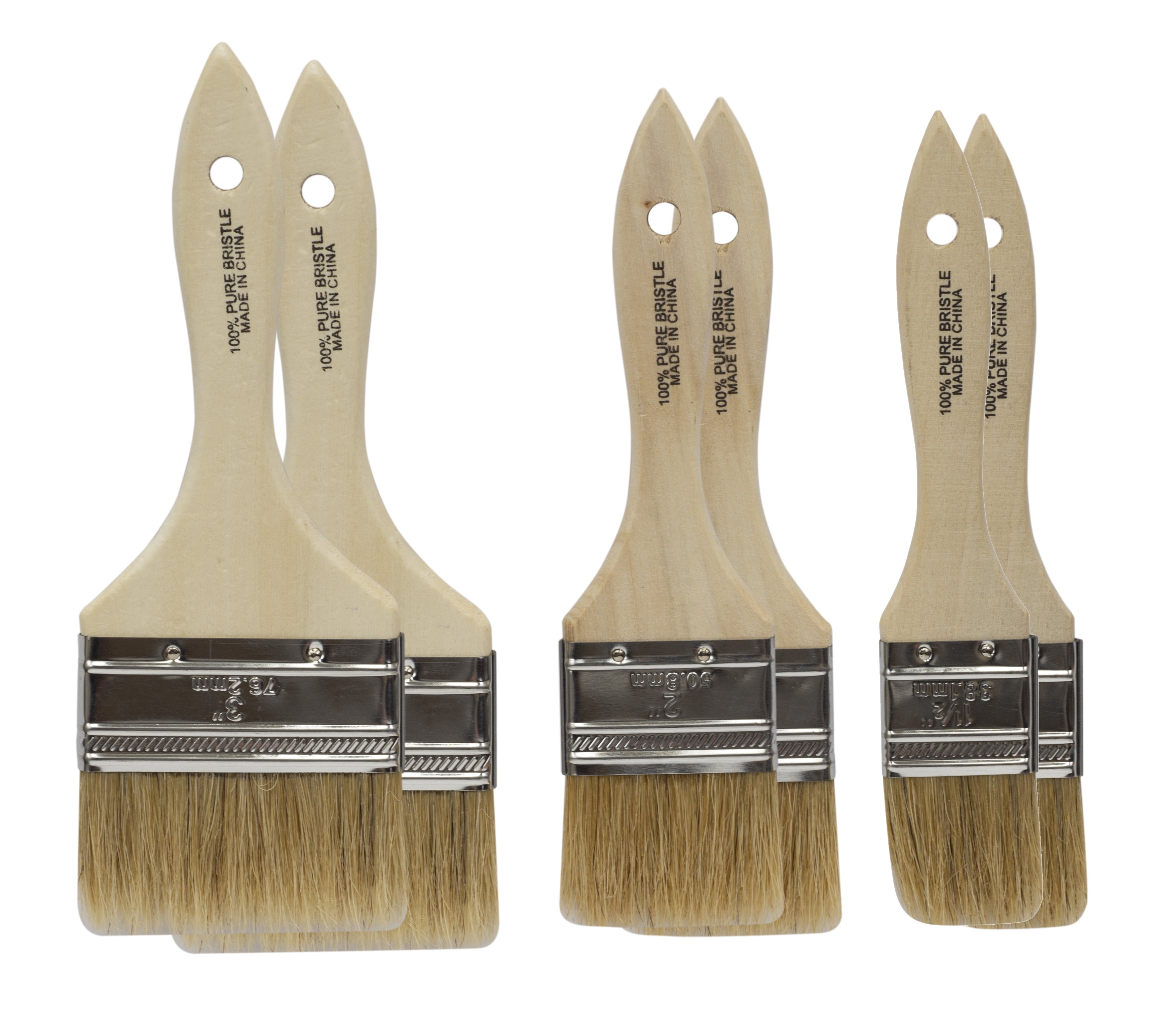Linzer Natural Bristle Chip Paint Brush Set, 6 Piece