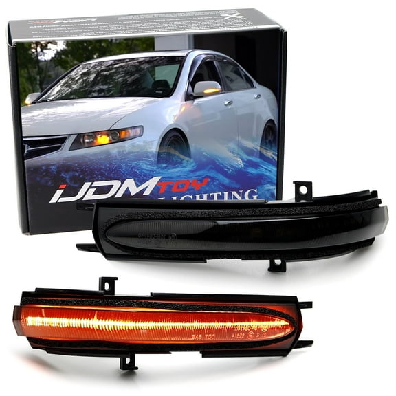 Black-Out Smoked Lens Full LED Strip Dynamic Sequential Blink/Flow Side Mirror Turn Signal Light Assembly Kit For 2004-2008 Acura TSX (Euro Accord)
