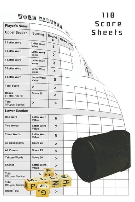 word yahtzee 110 score sheets game record keeper book