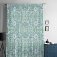 thumbnail image 5 of Light Green Blue Floral Semi Sheer Curtains Drapes for Living Room, Bedroom, French Doors Window 45 Inches Long, Vintage Pastoral Botanical Rod Pocket Chiffon Curtain Drapery Voile Draperies Panel, 5 of 6
