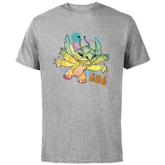 Disney Stitch Beach Vibes 626 Alien Fun in the Sun - Short Sleeve Cotton T-Shirt for Adults - Customized-Athletic Heather