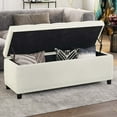 thumbnail image 5 of BELLEZE 47 Inch Storage Ottoman, Tufted Ottoman Polyester Storage Bench with Safety Close Hinge, Ottoman with Storage for Living Room, Entryway, Hallway, Foot Rest, Support 300lbs - White, 5 of 7