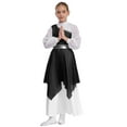 thumbnail image 2 of YiZYiF Girls Metallic Color Block Church Praise Dance Dress Long Sleeve Worship Liturgical Tunic Black 8, 2 of 7