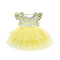 thumbnail image 2 of Toddler Baby Girls Ruffles Striped Print Star Tulle Princess Dress Active Dresses Cute Summer Dresses, 2 of 9