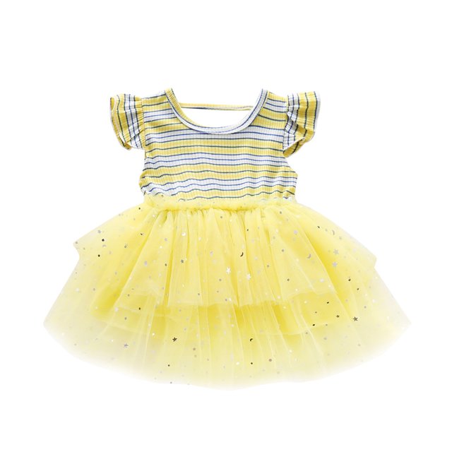 Birdeem Robe Princesse en Tulle à Rayures Arc-en-Ciel à Volants pour Bébé Fille