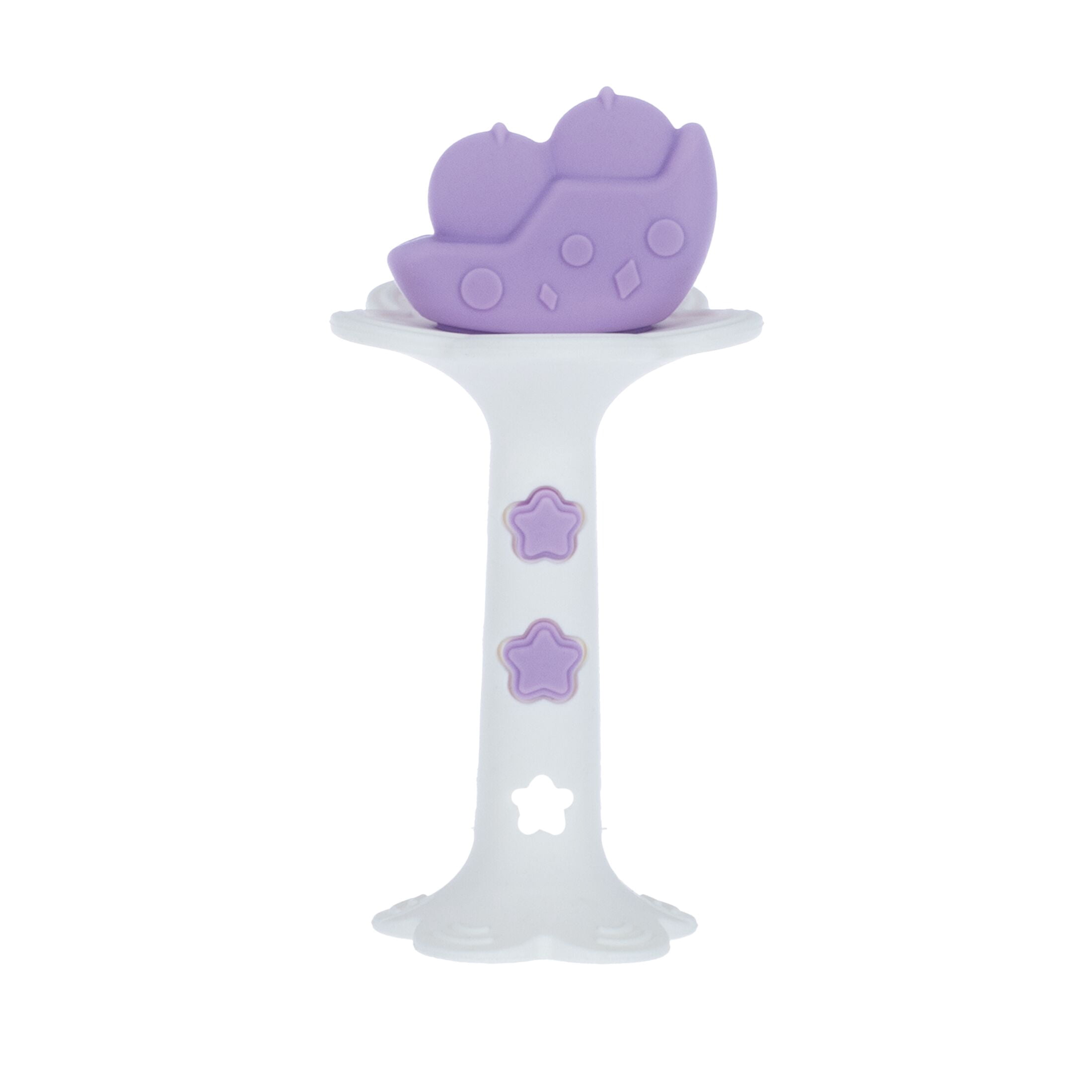 Nuby 2pk Silicone Fun Teether, Chick & Tuba Teether, Pink & Purple