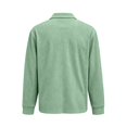 thumbnail image 4 of Men's Corduroy Polo Shirt Long Sleeve Striped Pockets Fall Winter Casual Golf Top Office Casual Shirt, 4 of 6