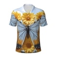 thumbnail image 2 of Daiia Vibrant Butterfly And Sunflowers Pattern Men’s Polo Shirts,Solid Deck Shirt,Classic Fit, Breathable Cotton Polo for Casual and Sport Wear-XX-Large, 2 of 7