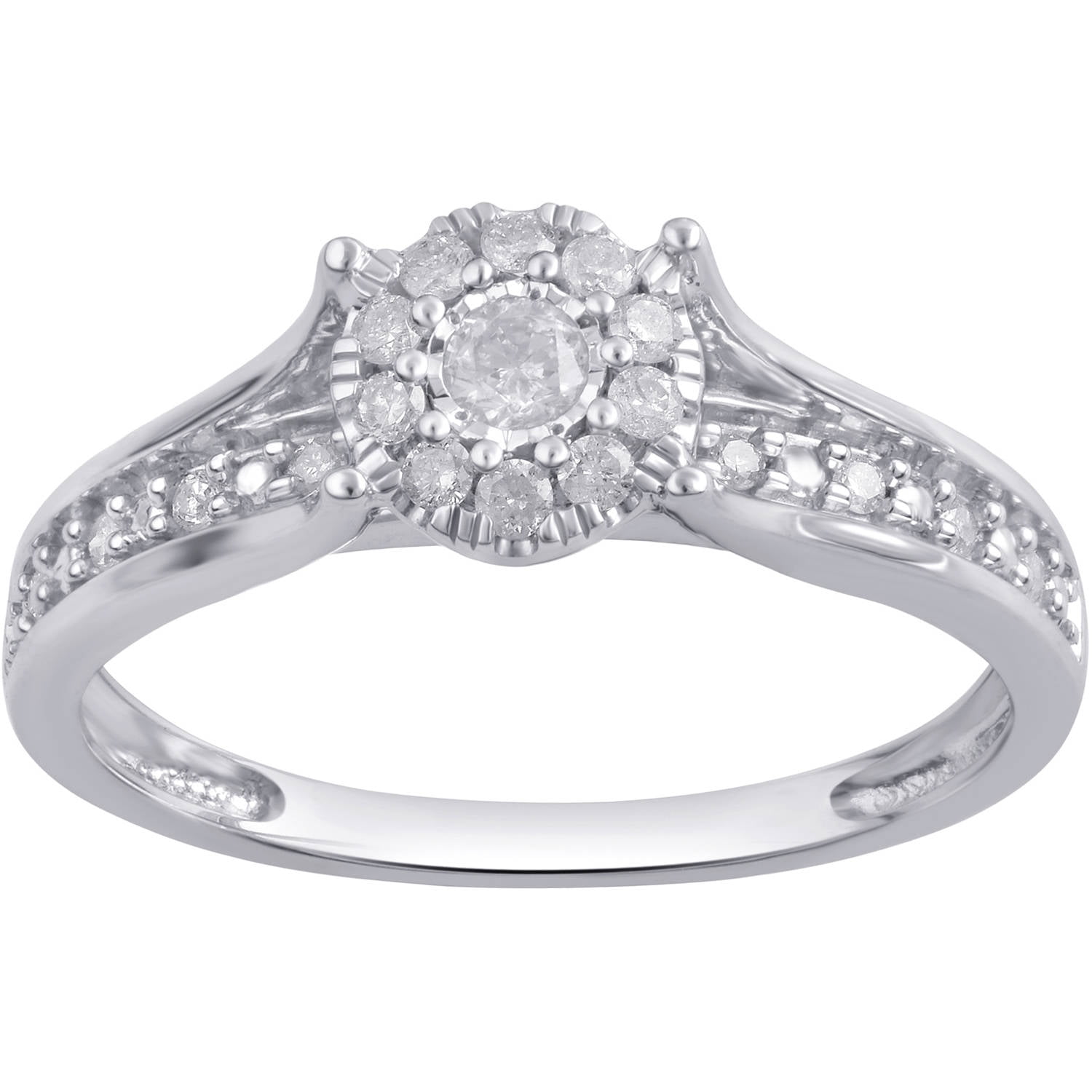 Brilliance 1/3 Carat Diamond Composite Women's Bridal Ring Set 10K White Gold (I-J, I2-I3)