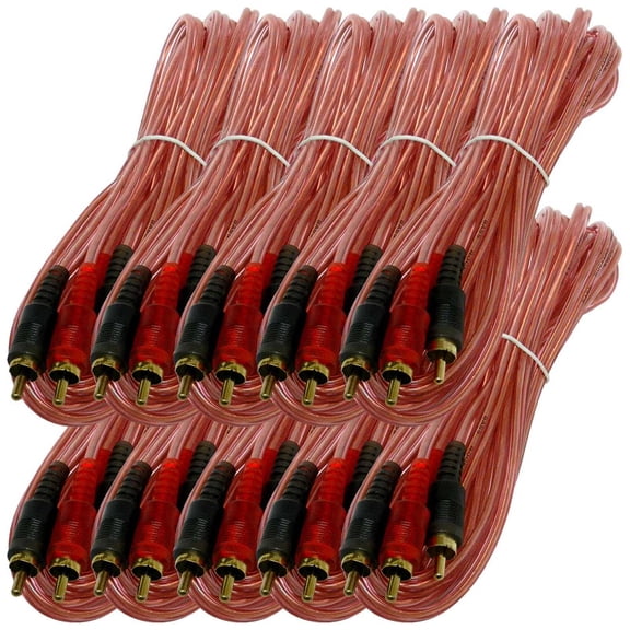 Bass Rockers 12ft Interconnect RCA Audio Cables (Bulk 10 Pack) - BRC12