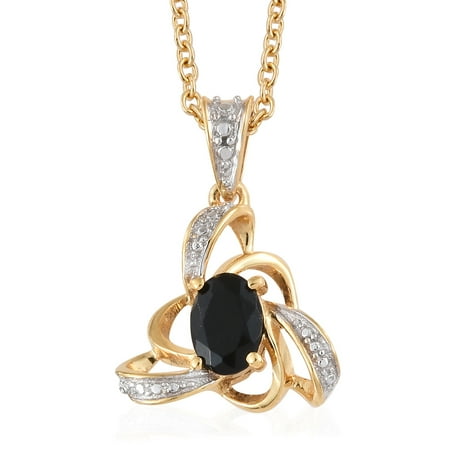 Citrine Gold Tourmaline Necklace (925 Sterling Silver Black Tourmaline Yellow Gold Knot Chain Pendant Necklace for Women Cttw 0.6 Size)