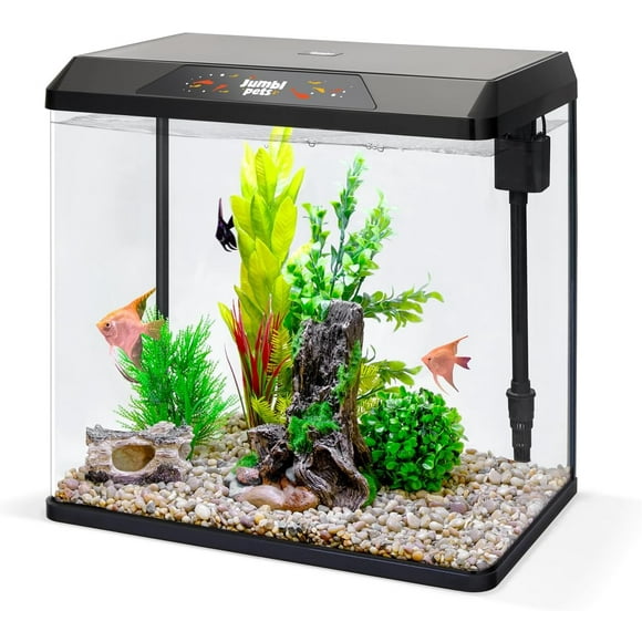 JumblPets Starter Fish Aquarium Kit, Beginner Glass Fish Tank Kit w/LED Lighting & More (5 Gallon)
