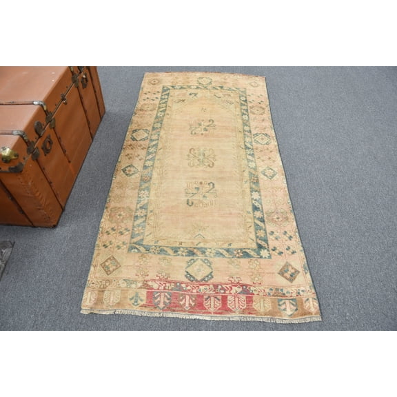 Accent Carpet, Vintage Rug, Turkish Rug, Antique Carpet, 39x74 inches Brown Rug, Tribal Area Rug, Handwoven Bedroom Carpet, 11766