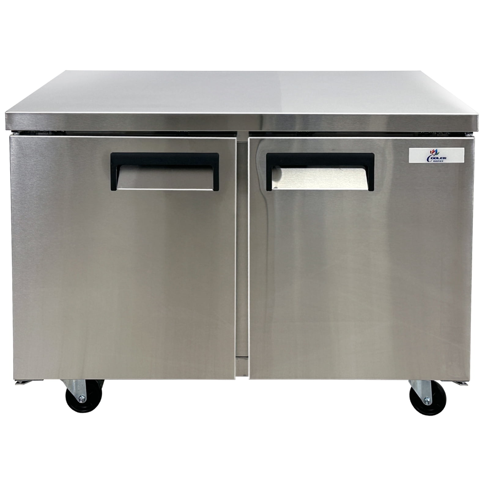 48" Undercounter Refrigerator – 12 Cu. Ft. 115V R290 Commercial Cooler NSF/ETL Stainless Steel, 2 Door, 1/5 HP