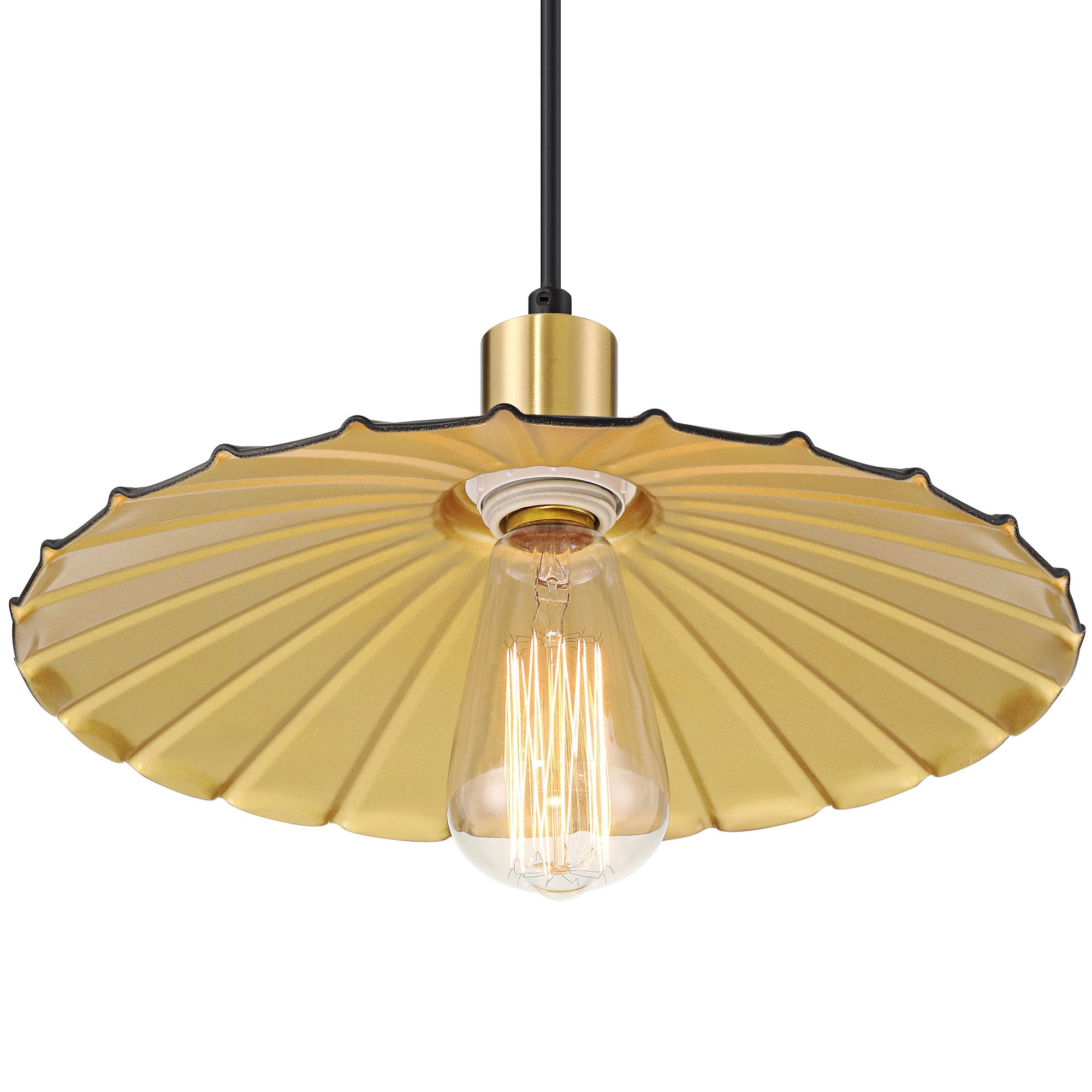 Possini Euro Design Piaza 12 1/4" Mid Century Modern Pendant Ceiling Light Fixture Dining Room Over Table Black Gold Finish