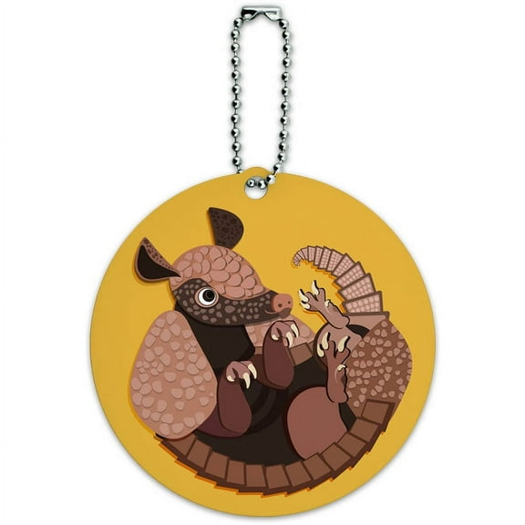 Armadillo Round Luggage ID Tag Card for Suitcase or Carry-On