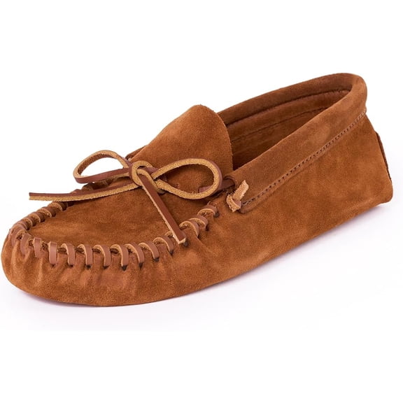 Minnetonka Men's Leather Laced Softsole Moccasin ,Brown,10 M US