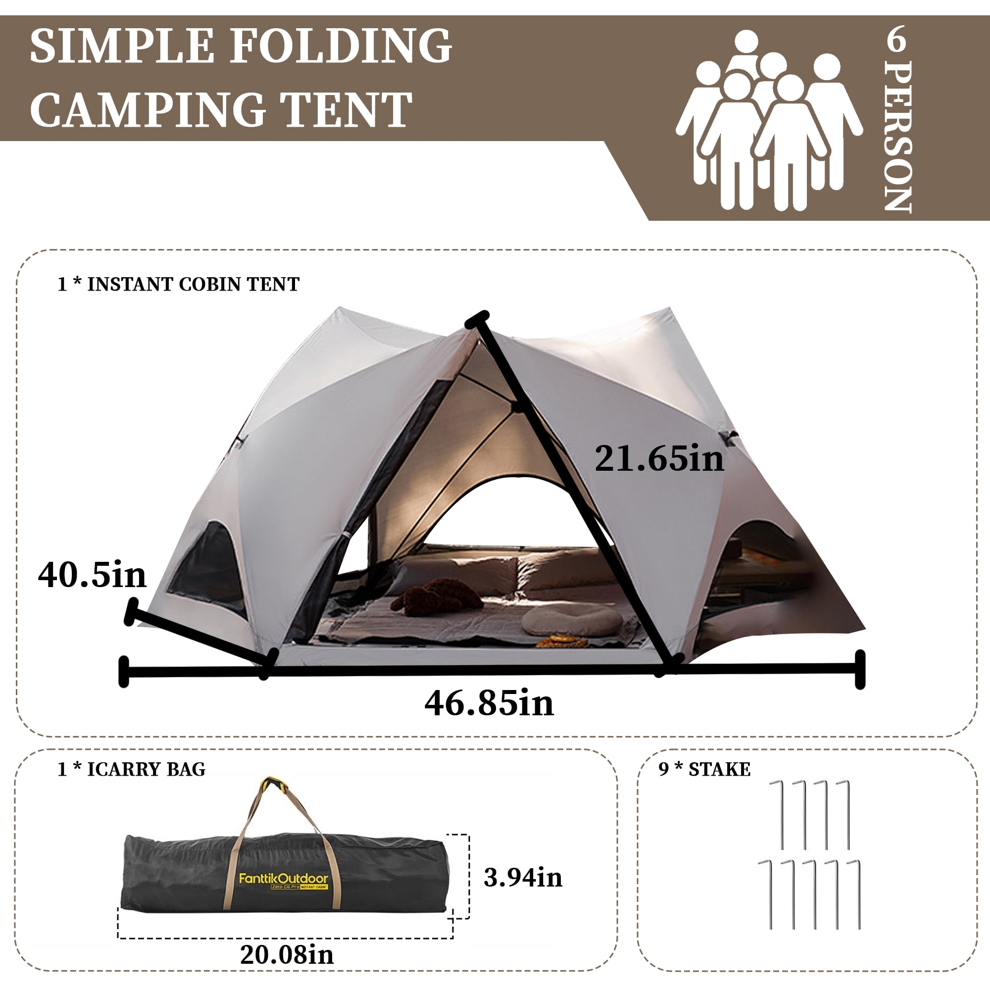 Nalwort Camping Tent  Backpacking 2 Person Waterproof Lightweight Easy Setup Instant 3000mm Waterproof Rating Outdoor Hiking Tent