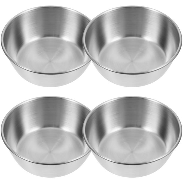 4 cuencos pequeños de acero inoxidable para vino de arroz, condimentos, salsas, salsas para mojar, utensilios de cocina, tazas de metal para condimentos