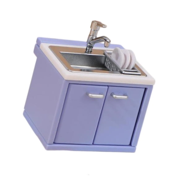 Yihuala Kitchen Cabinet Cupboards Miniature Furniture Model Dolls Houses Kitchen Accessory Realistic Playset 1:12