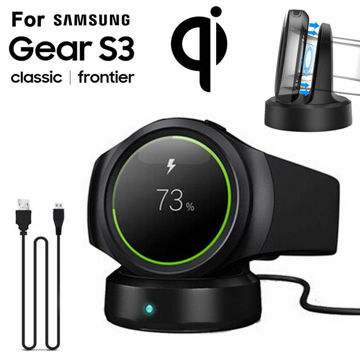 For Samsung Gear S2/S3 Frontier/Classic Qi Wireless Charging Dock Cradle Charger - Walmart.com