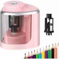 thumbnail image 1 of Sacapuntas Eléctrico Portátil de Lápiz Automático y Manual con Cuchillas Reemplazables y Pilas Adecuado para Bolígrafos y Lápices de Maquillaje (Rosa), 1 of 5
