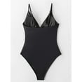 thumbnail image 2 of Cupshe Women's Black Ruched One Piece Swimsuit Plunging Neckline Monokini, XL, 2 of 5