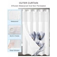 thumbnail image 2 of No Hook Cloth Fabric Shower Curtain with Snap in Liner, Light Grey Tulip Waterproof Shower Curtains Set with See Through Top Window, Rustic Elegant Floral Botanical Bath Curtains Shower 72"x84", 2 of 6