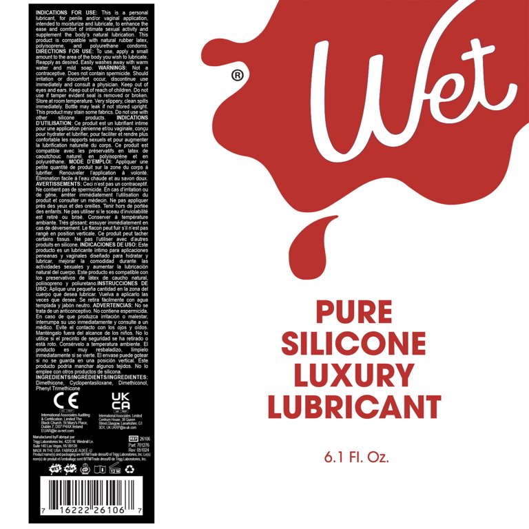 Wet Platinum Pure Silicone-Based Personal Lubricant, Long-Lasting Lube, 6.1 fl oz