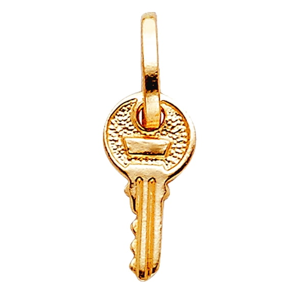 14k Yellow Gold Small Key Pendant Necklace 8x11mm Pendant for Women - .5 Grams