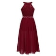 thumbnail image 3 of Jowowha Kids Girls Sleeveless Floral Lace Shiny Rhinestone Maxi Dress Birthday Party Formal Dance Burgundy 8, 3 of 7