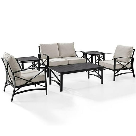 Crosley Furniture Kaplan 6Pc Fabric Sofa Set in Oil Rubbed Bronze and Oatmeal