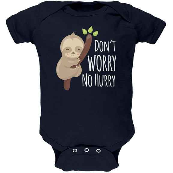 Sloth Don't Worry No Hurry Cute Soft Baby One Piece Navy 0-3 M
